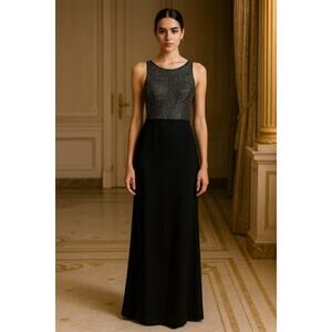 Roberta Black & Silver Evening Gown – Size Medium